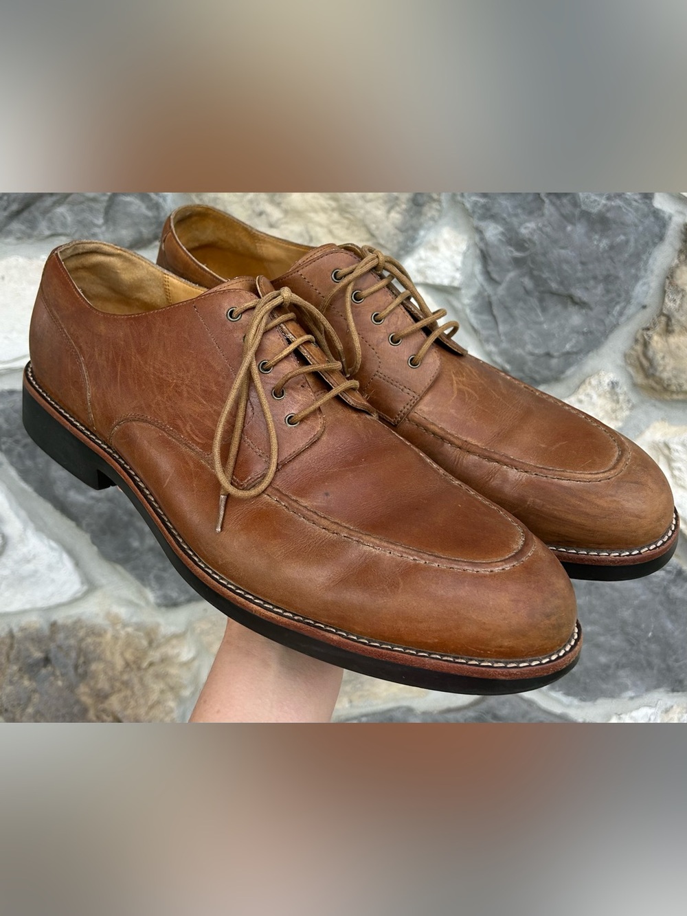 Polo Ralph Lauren Derby Shoes Mens 16D Brown Leather Lace Up Dress Shoe Classic